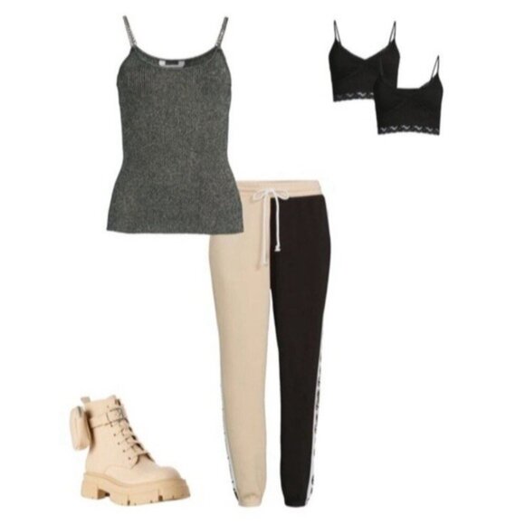 Chain Strap Tank Top Sweater Women Large 11-13 Black Silver Metallic Sleeveless - Picture 13 of 14